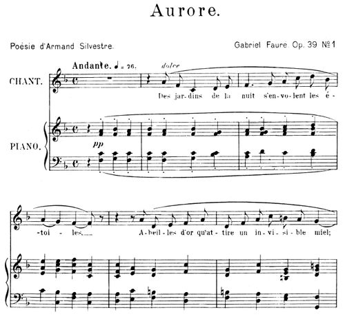 Aurore Op 39 No 1 In F Major G Faure Faure Songs Edition For Medium Voice Vol 2 Ed Leduc Reprint Of Hamelle Ed For Mezzo Or Baritone Sheet Music High Resolution Scans 600