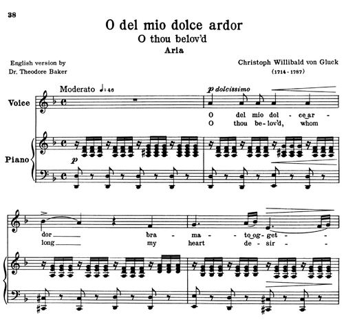 O Del Mio Dolce Ardor Low Voice In D Minor C W Gluck Ed Schirmer Classicalsingerdownloads Com