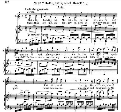 Batti Batti O Bel Masetto Soprano Mezzo Aria W A Mozart Don Giovanni K 527 Vocal Score Ed Schirmer Classicalsingerdownloads Com